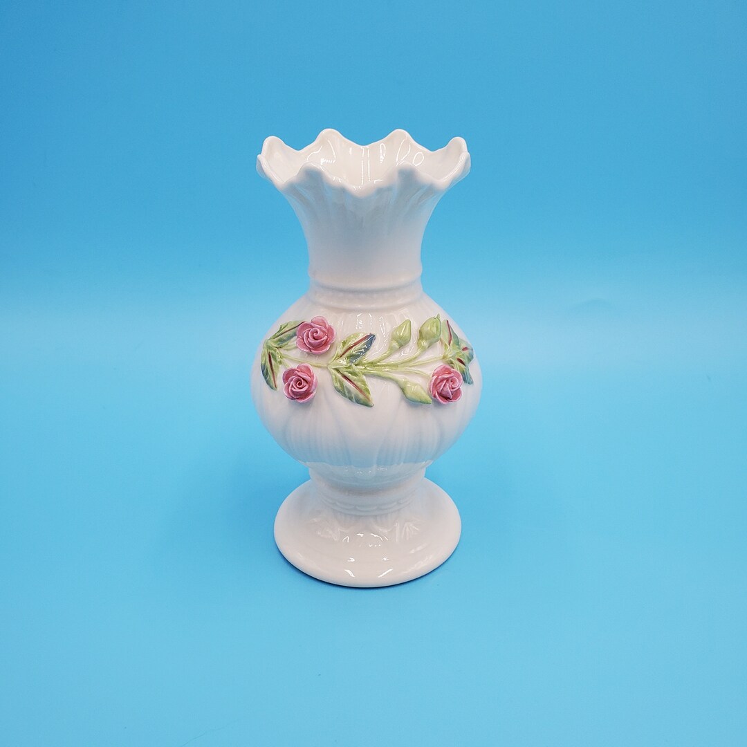 Belleek Floral Vase Flower Vase White Porcelain Vase Etsy
