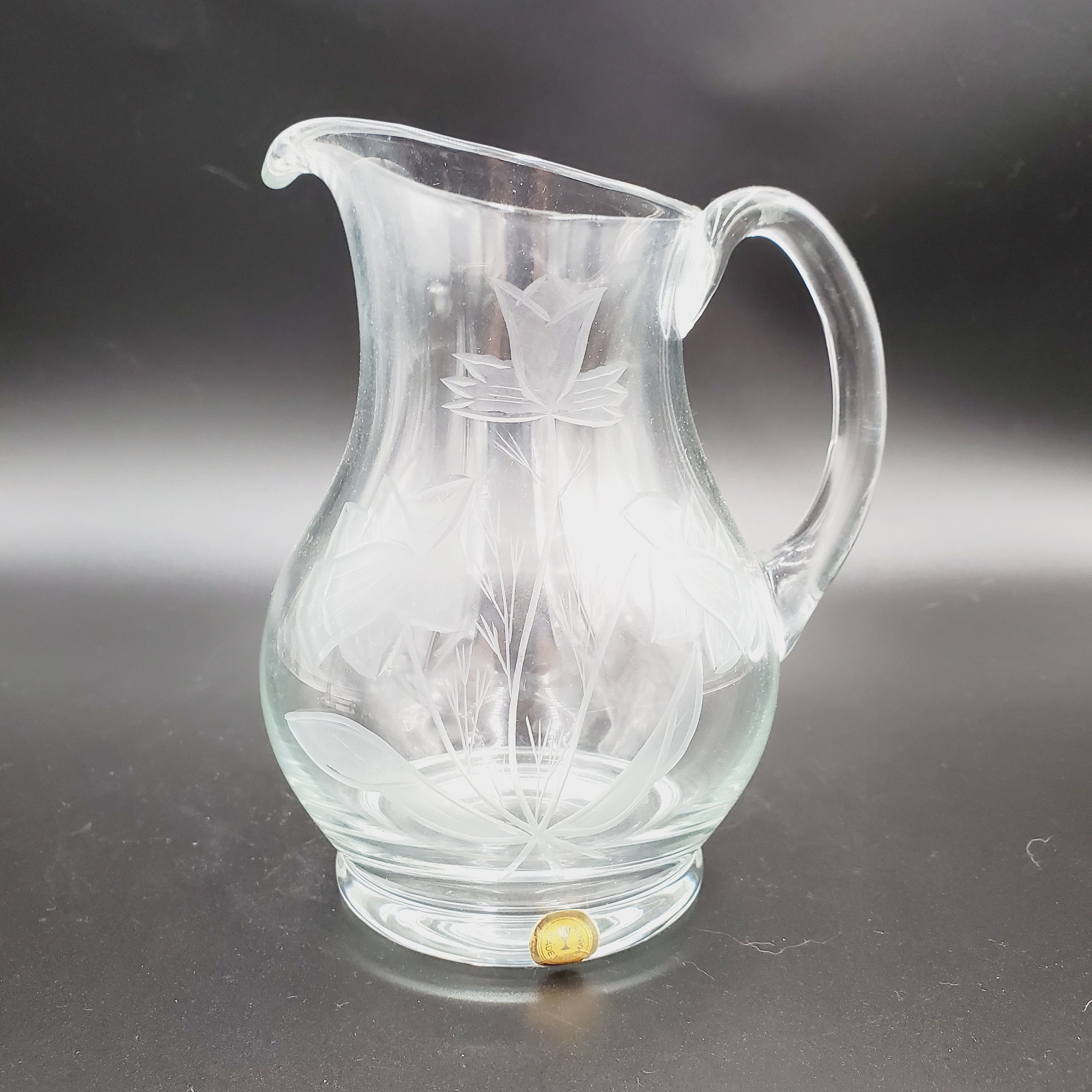 Etched Glass Water Pitcher Romanian Glass Pitcher Etsy UK