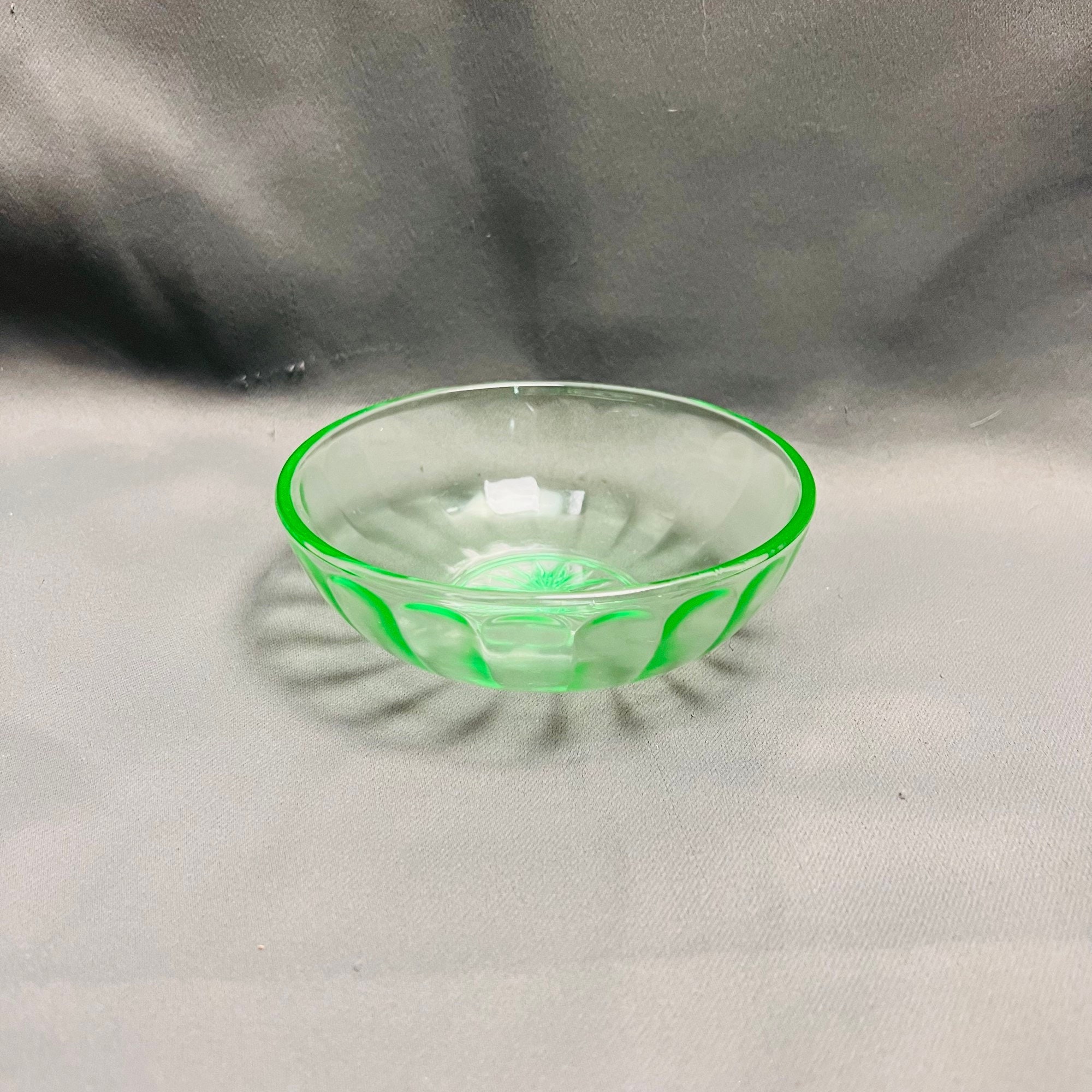 Hocking Glass Small Mixing Bowl, Uranium Glass, 3 Tall 