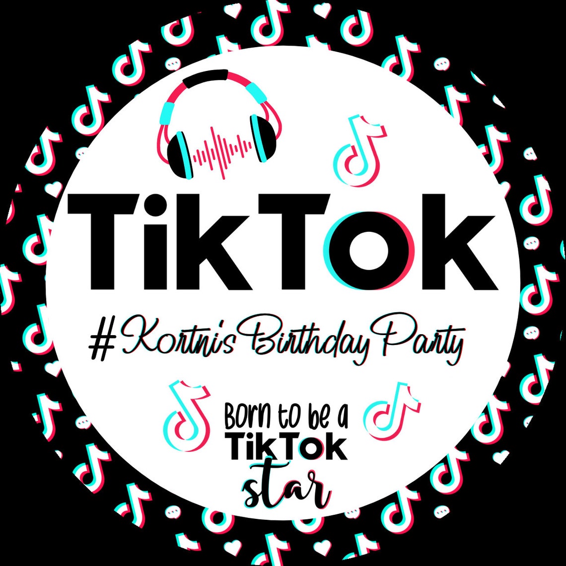 Tik Tok Party Stickers 2 Circle Labels PDF Digital | Etsy