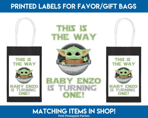 Baby Yoda Favor Dessert Bag Labels May The Force Be With You Star Wars Birthday By Pink Pineapple Parties Catch My Party