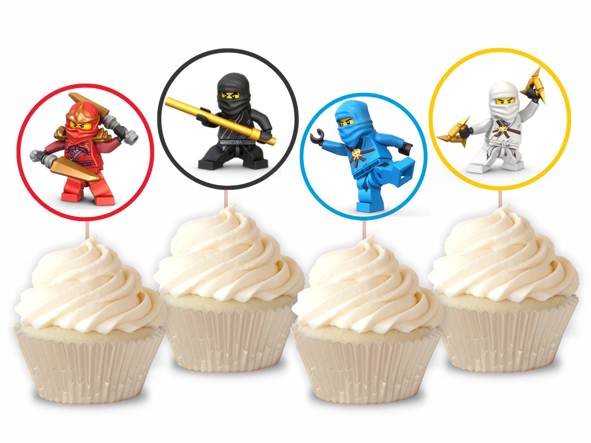 Ninjago Birthday Cupcake Toppers Instant Download Ninjago Cupcake