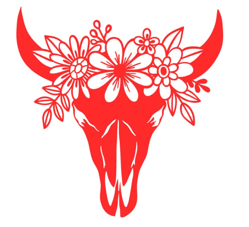 Floral Cow Skull Svg Boho Gift Idea Svg File Bull Skull Etsy | My XXX
