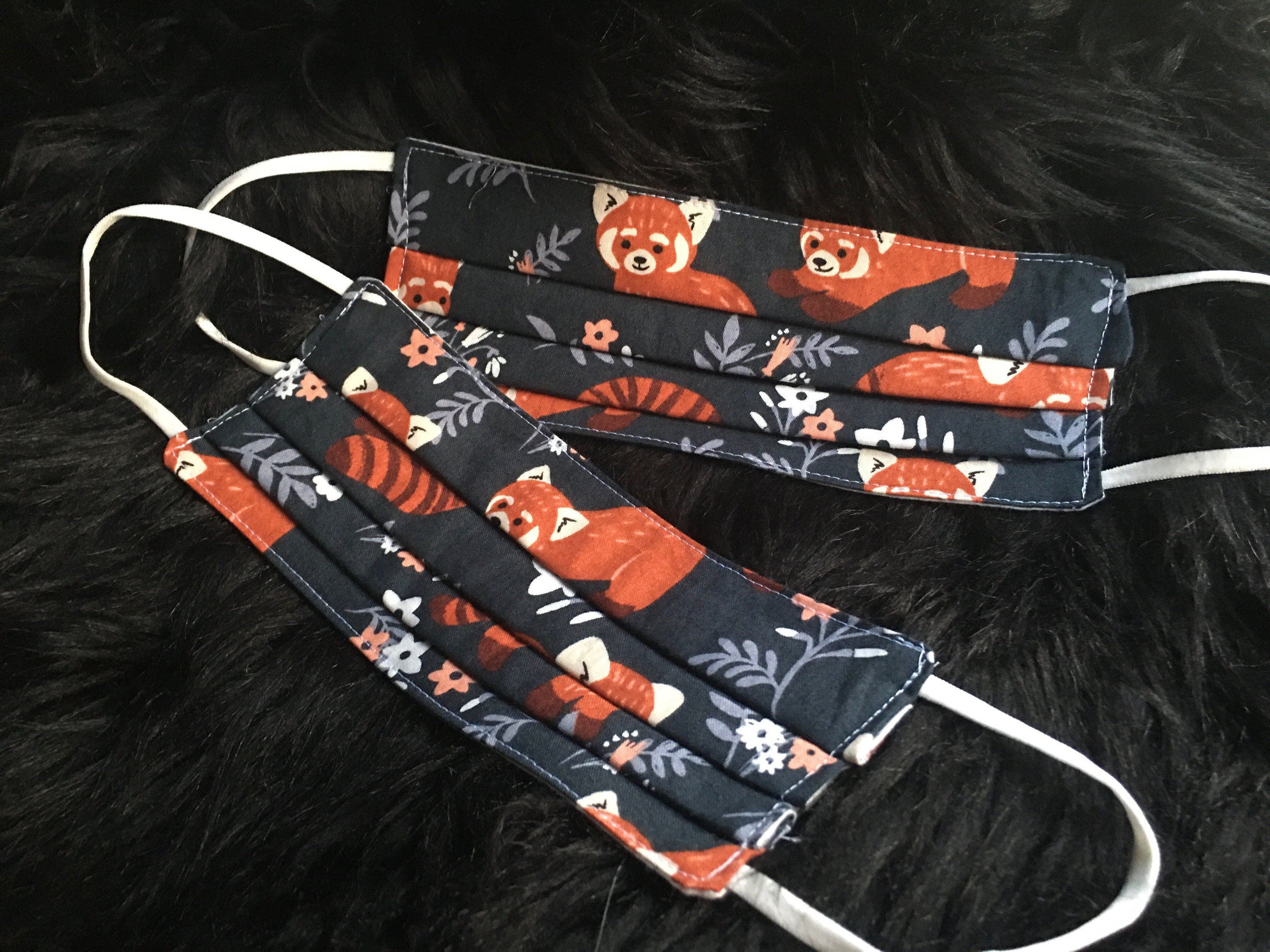 Red Panda themed REUSABLE COTTON FACE mask - Anti-Dust, Washable, Re-…