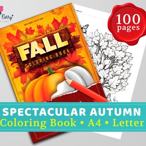 Spectacular Autumn Coloring Book, 100 Fall Coloring Pages, Printable, party activity, All ages, Instant Download,High quality illustrations