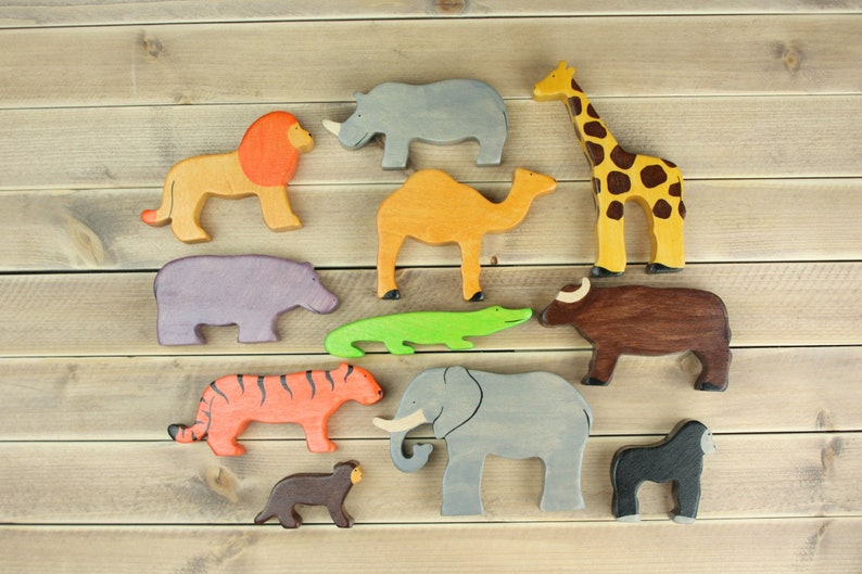 wooden zoo playset