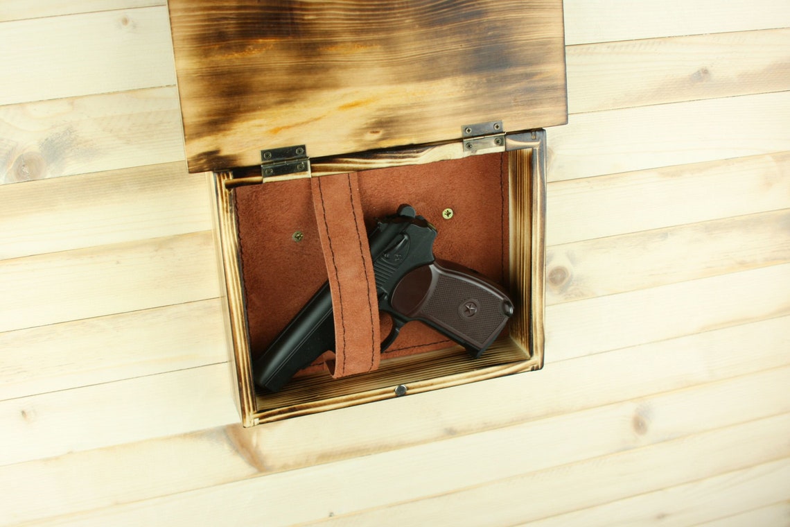 Safe for Gun. Hidden Gun Storage. Wooden Keys Holder. American Etsy