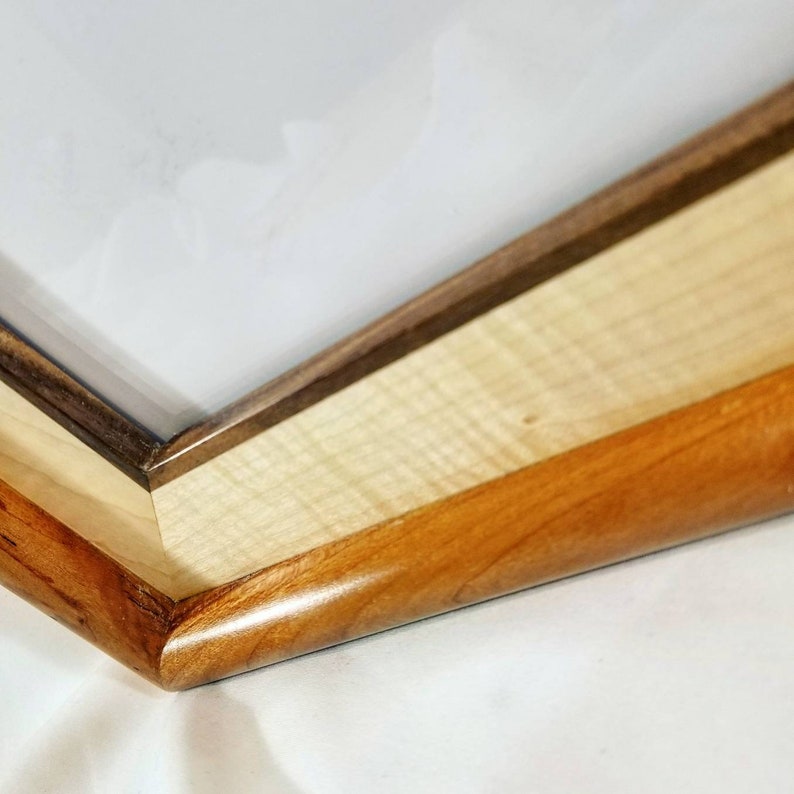 Woolf classic multi-wood carpentry art frame with mahogany curly maple and walnut 8x10