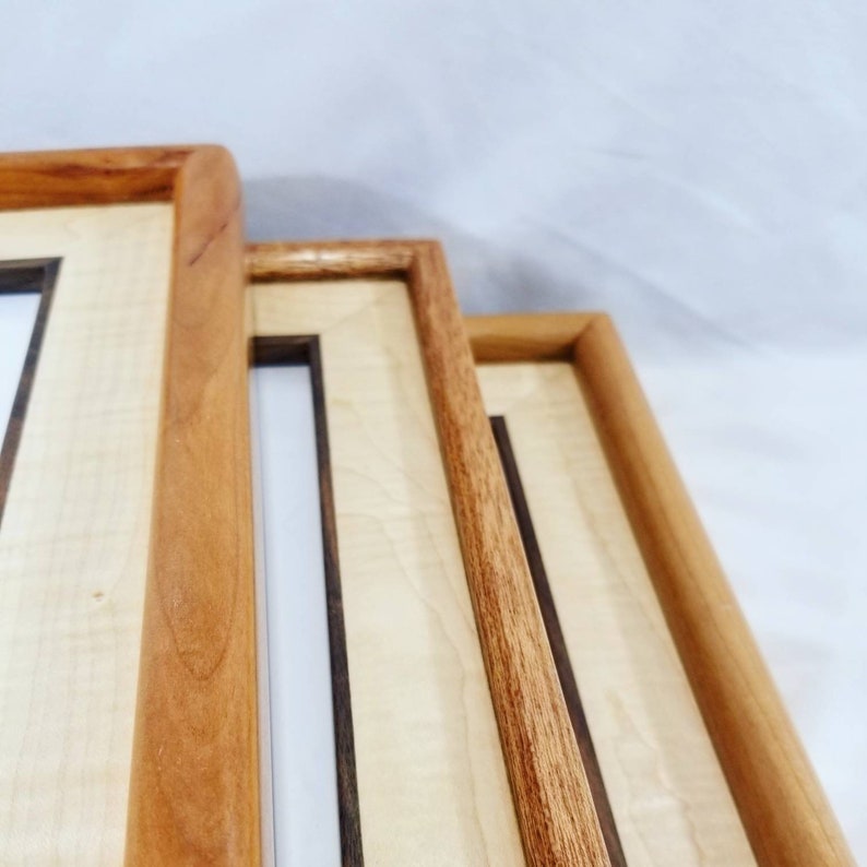 Woolf classic multi-wood carpentry art frame with mahogany curly maple and walnut 8x10