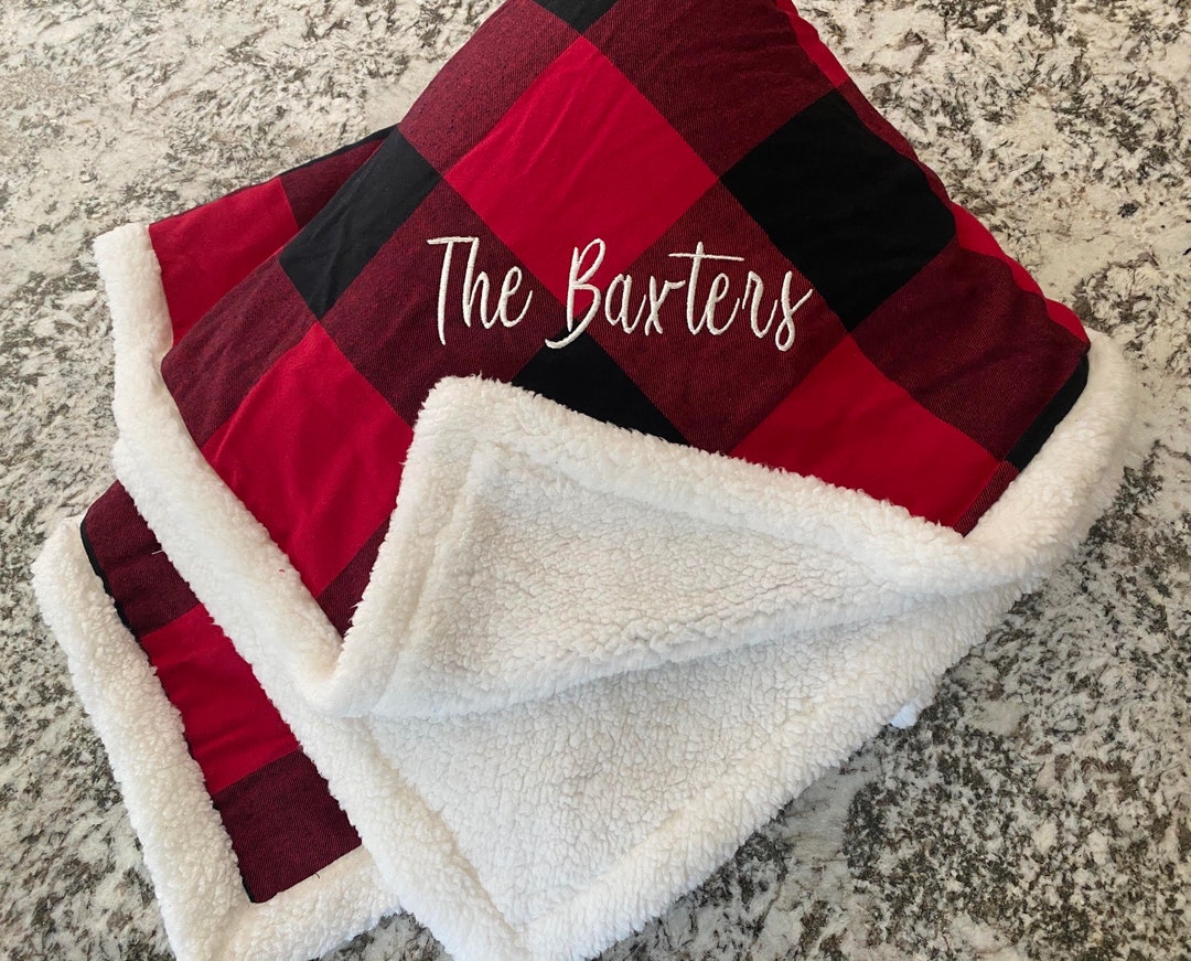 Embroidered Sherpa Blanket 50 X 60 other Colors Available Christmas