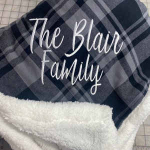 Embroidered Sherpa Blanket 50 x 60 (other colors available) Christmas / Holiday / Birthday / Wedding Gift