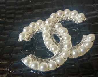 Rhinestone Pearl Brooch, CC Inspired Brooch, Classy Brooch