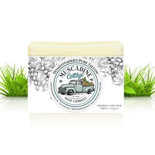 ASSORTED TALLOW SOAPS: Homesteaders Unscented, Lavender, Pinehurst Mint Julep, Wild Orange & Patchouli