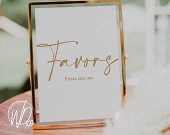 Favores Por favor tome uno / Signo imprimible / Descarga instantánea PDF+JPEG / 5x7+8x10 / Texto dorado elegante / Para boda, despedida de soltera / Tema 2