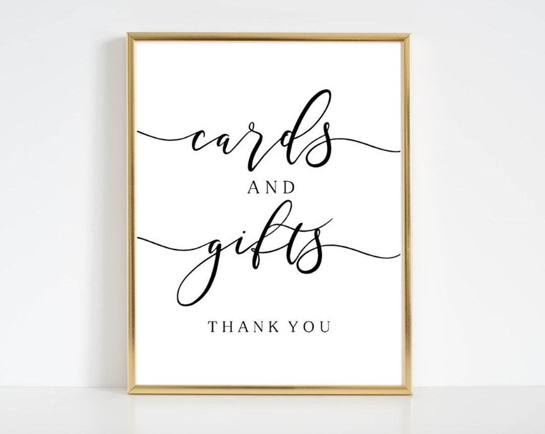 Cards and Gifts Thank You PRINTABLE SIGN Instant Download for Bridal