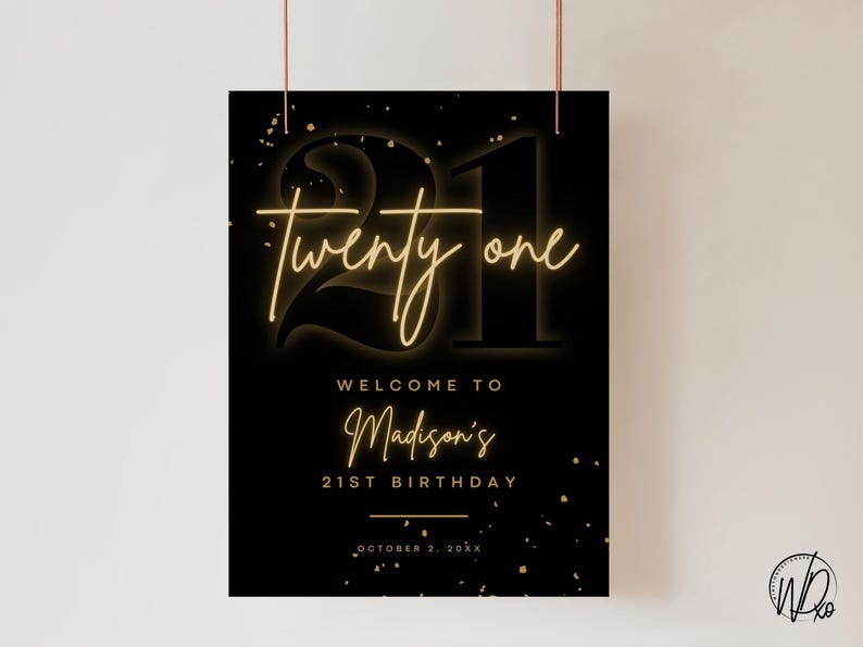 21st Birthday Welcome Sign | Editable Template | Instant Download ...