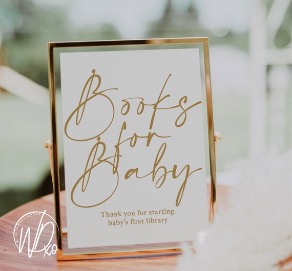 Baby Shower Books for Baby's Library Printable Sign Instant