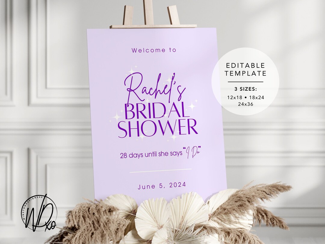 Bridal Shower Welcome Sign | Editable Template | Instant Download ...