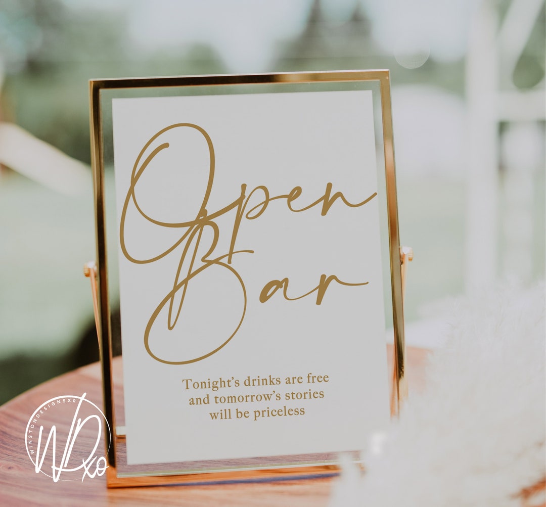 Open Bar Drinks Are Free Printable Sign Instant PDFJPEG Download ...