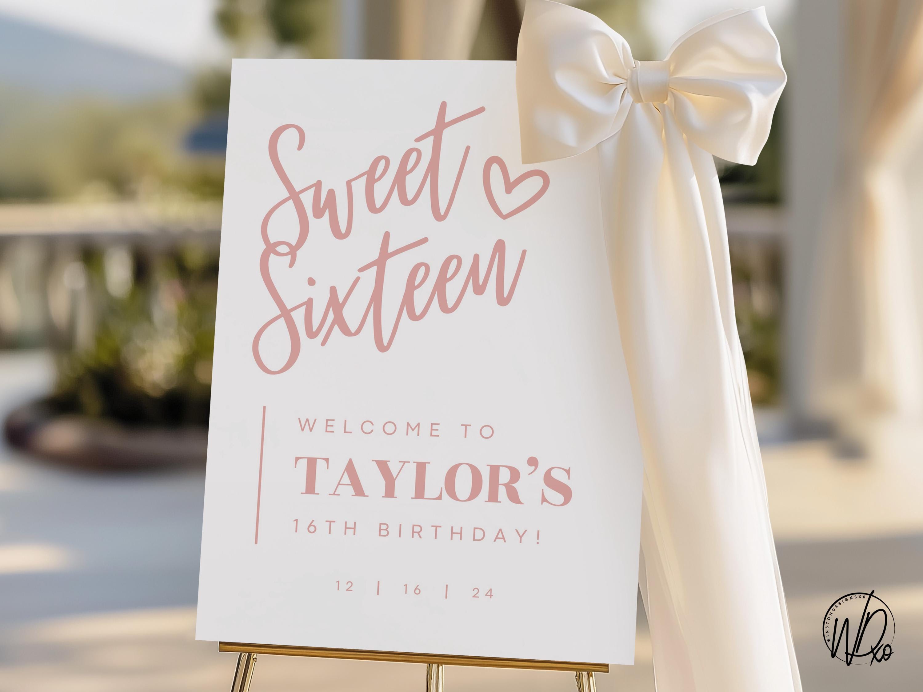 Sweet Sixteen 16 Welcome Sign | Editable Template | Instant Download ...