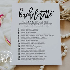 Bachelorette Drink If Game - PRINTABLE GAME - Instant Download! For Bachelorette Party - PDF File