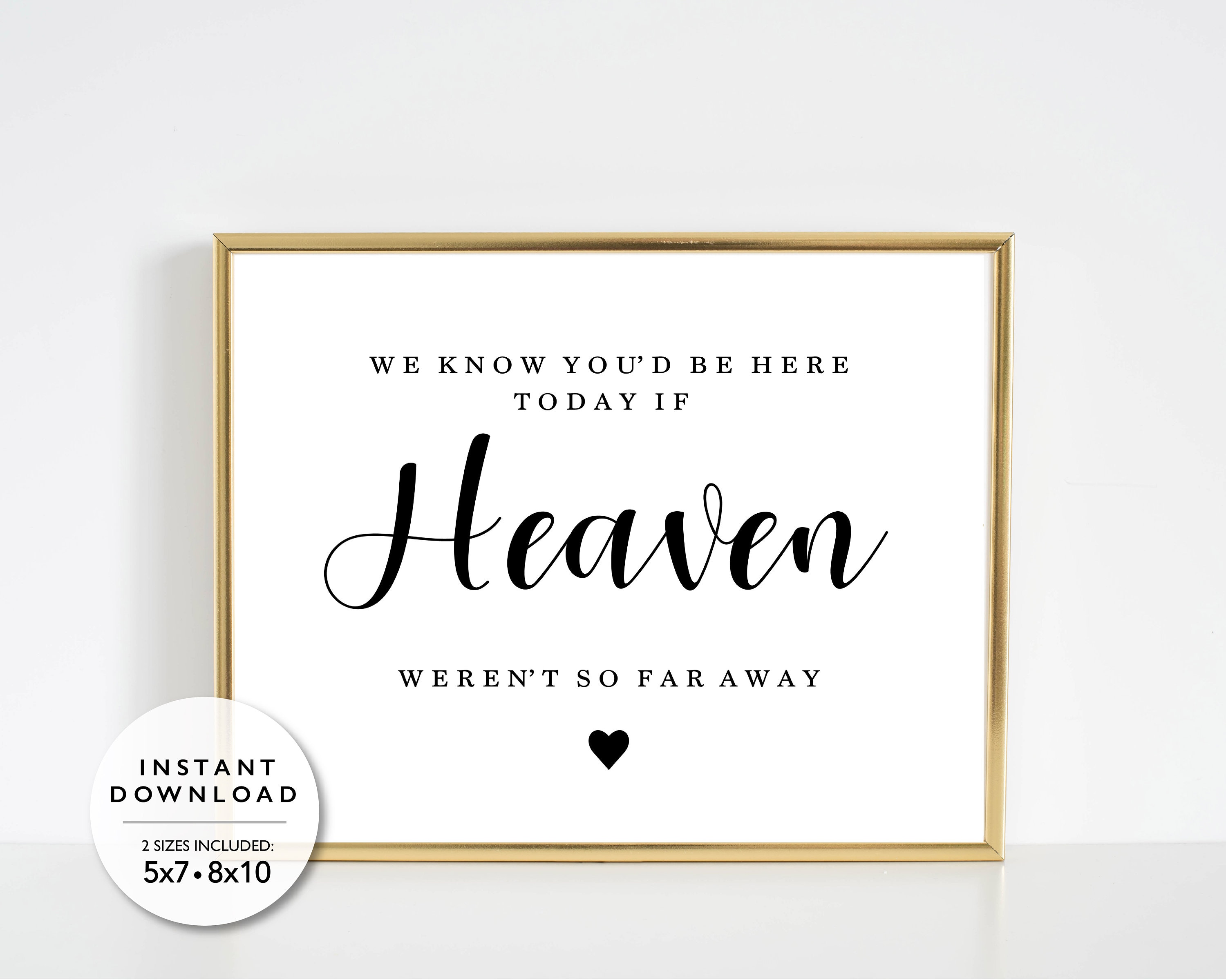 If Heaven Weren't so Far Away Printable Sign Instant - Etsy