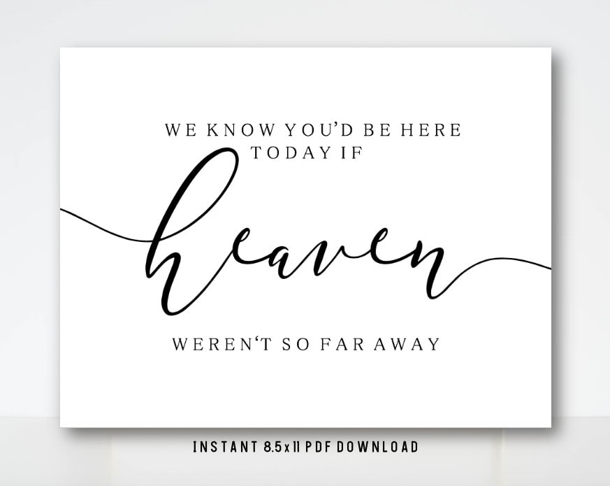 Andaz Press Cartello Commemorativo In Acrilico Trasparente 19x28 Cm - Scritta "We Know You'd Be Here Today If Heaven Wasn't So Far Away"