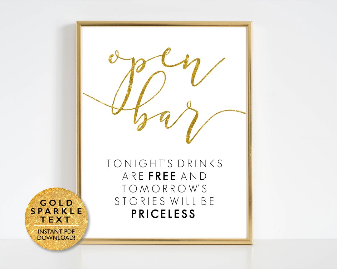 Open Bar Printable Sign Instant PDF/JPEG Download - Etsy