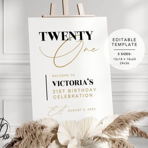 21st Birthday Welcome Sign | Editable Template | Instant Download ...