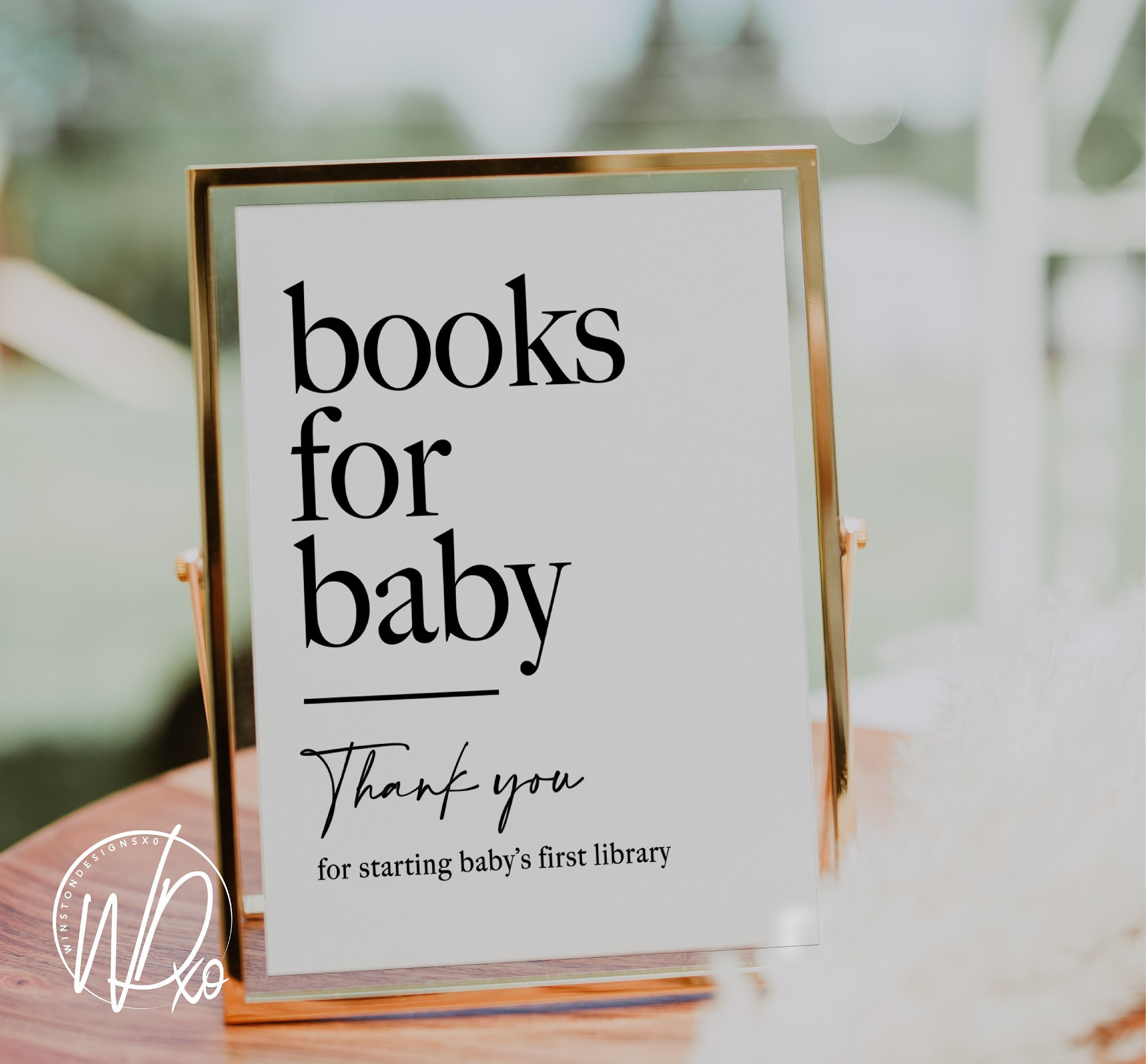 Baby Shower Books for Baby's Library | Printable Sign | Instant PDF ...