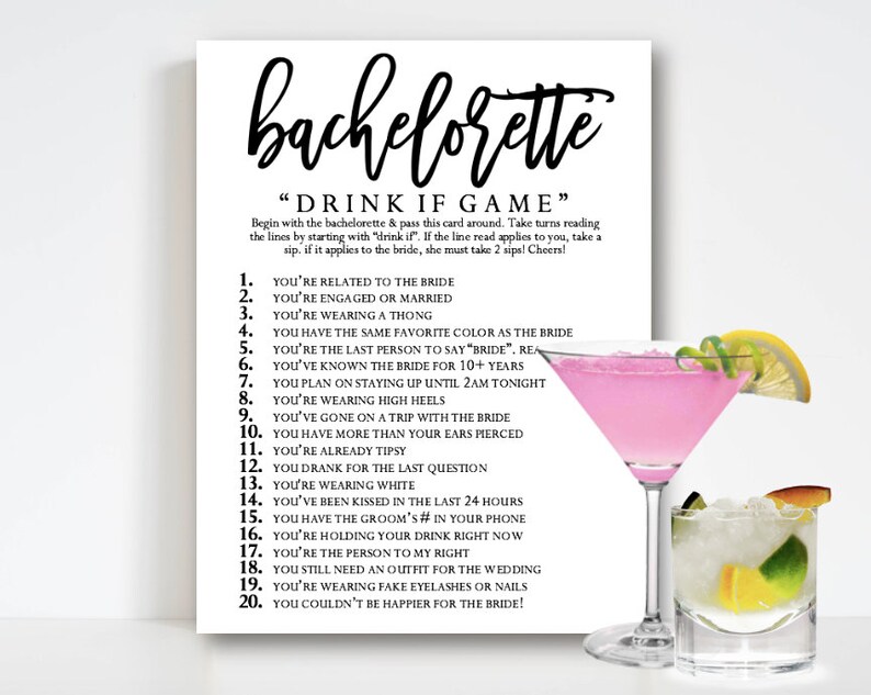 bachelorette drink if game printable game instant etsy