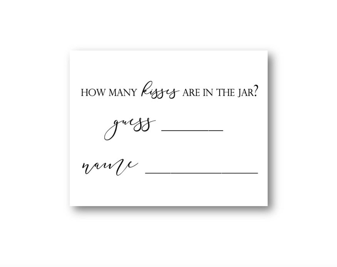 How Many Kisses Are In The Jar PRINTABLE SIGN &amp; ANSWER | Etsy