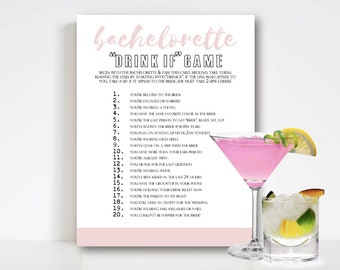 Bachelorette Drink If Game - PRINTABLE GAME - Instant Download! Blush Pink | For Bachelorette Party