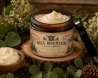 Bull Mountain Tallow Co.  All natural tallow face cream.