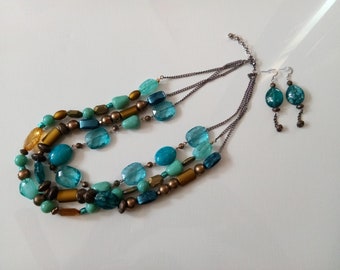 Necklace,jewelry,earthtone, beads,handmade