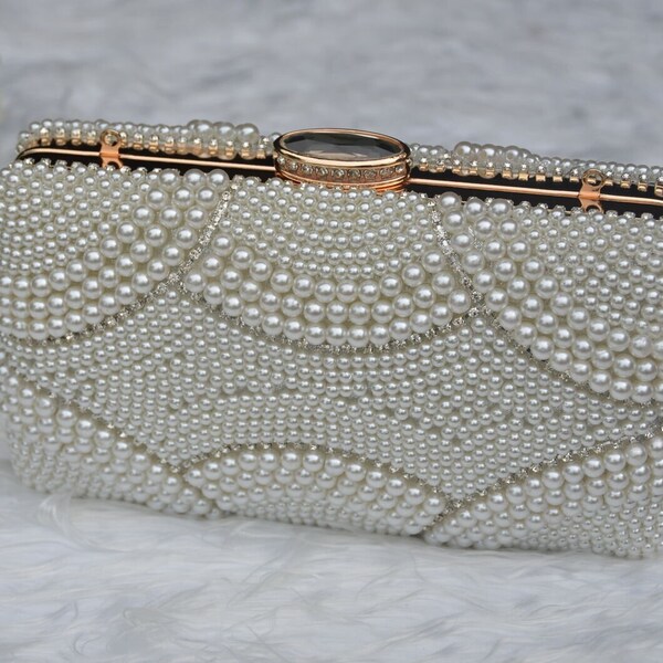 Ivory Pearl Beaded Clutch Wedding Clutch Bridal Clutch Pearl Clutch Evening Bag