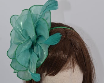 Emerald green fascinator with clip alice band Tea Party Hat Church Hat Kentucky Derby Hat Fancy Hat