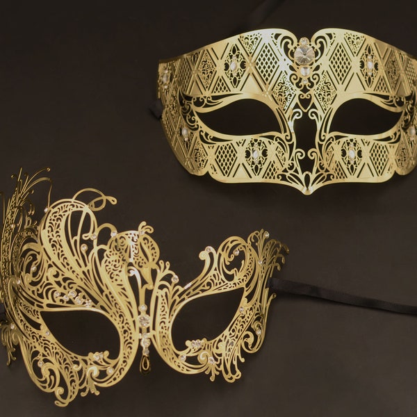 Couples Masquerade Mask Gold Venetian Party Masquerade Masks Roman Mask Mardi Gras