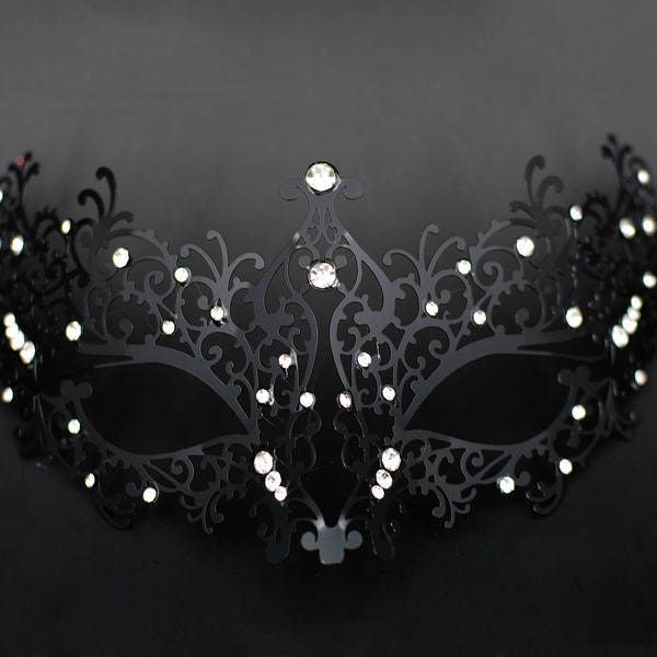 Black Masquerade Mask with crystals Masquerade Ball Masks Mardi Gras Mask Elegant Mask