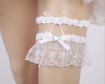 Jeweled Lace Garter Set Wedding Garter Bridal Garter Set Toss Garter