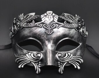 Silver Roman God Mask Men's Masquerade Mask Greek God Mask Masquerade Mask Mardi Gras Mask