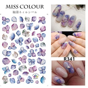 Purple  Floral Flowers Tulips Petals Leaf Nail Art Stickers Transfers Decals