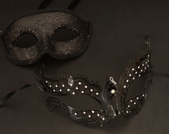 Vampire Diaries Masquerade Mask Set  His & Hers Couples Mask  Men's Half Mask