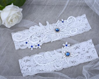 Keep & Throw Garter Set Lace Garter set with Diamantes and Floral Tossing Garter