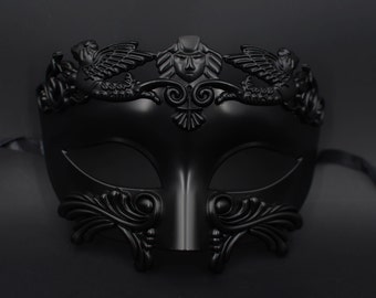 Black Roman God Mask Men's Masquerade Mask Greek God Mask Masquerade Mask Mardi Gras Mask