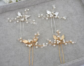 Gold / Silver Leaf Hair Pin Branch Hair Pin Bridal Hair Pins Wedding Headpieces