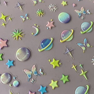 3D Pastel Space Stars Nail Sticker Nail Decal