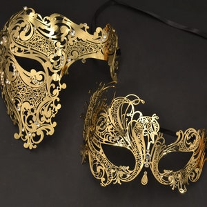 Couples Masquerade Mask Gold Venetian Party Masquerade Masks