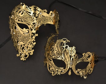 Couples Masquerade Mask Gold Venetian Party Masquerade Masks