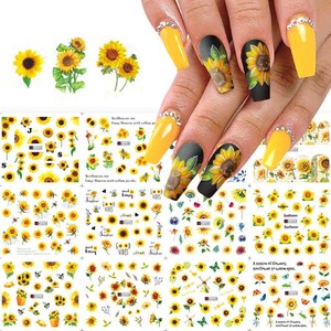 Sunflowers Bumble Bees Floral Nail Art Stickers Nail Water Decals